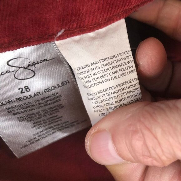 Jessica Simpson Womens Forever Skinny Pants Size 28 Corduroy Slim Straight Red - Picture 13 of 16